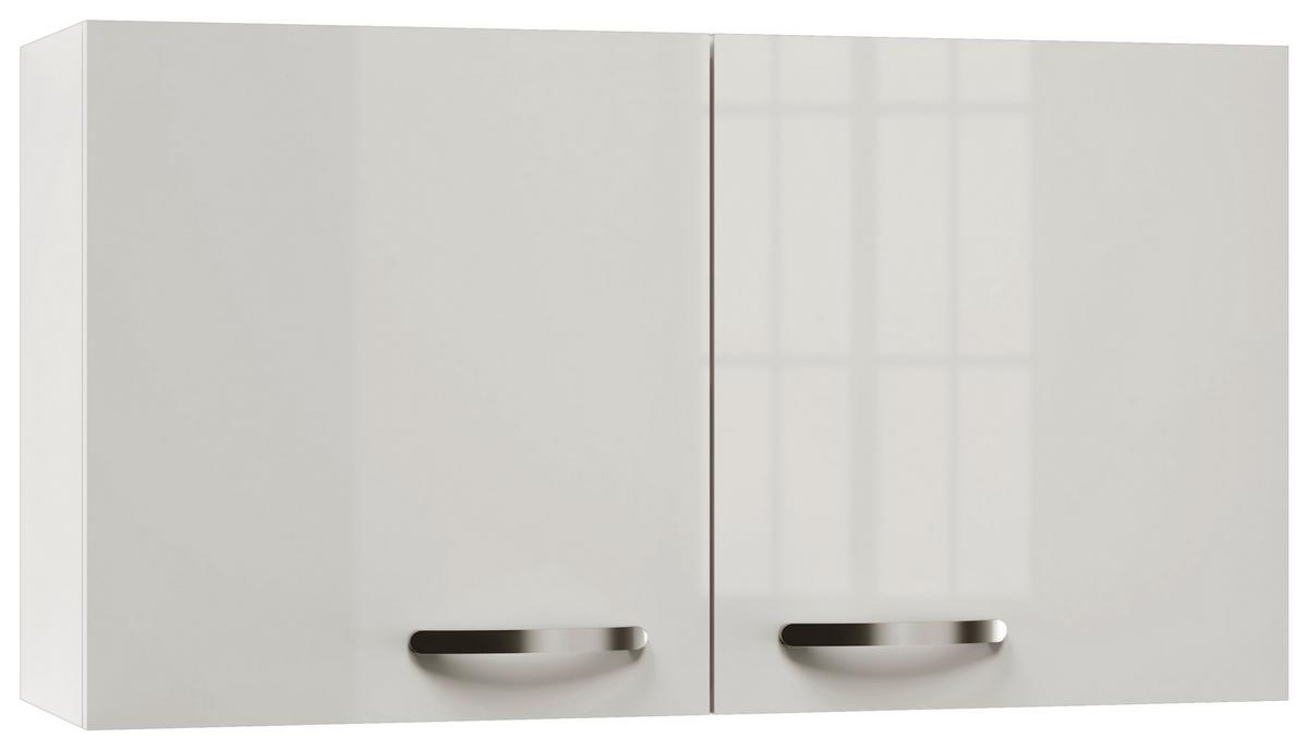 Felsőszekrény Alba - magasfényű fehér/fehér, Modern, faalapú anyag (100/54,8/32cm)