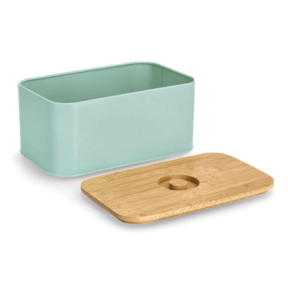 Brotkasten Mintgrün B: 30 cm - Mintgrün, Basics, Holz/Metall (30/18/14cm) - Zeller Present