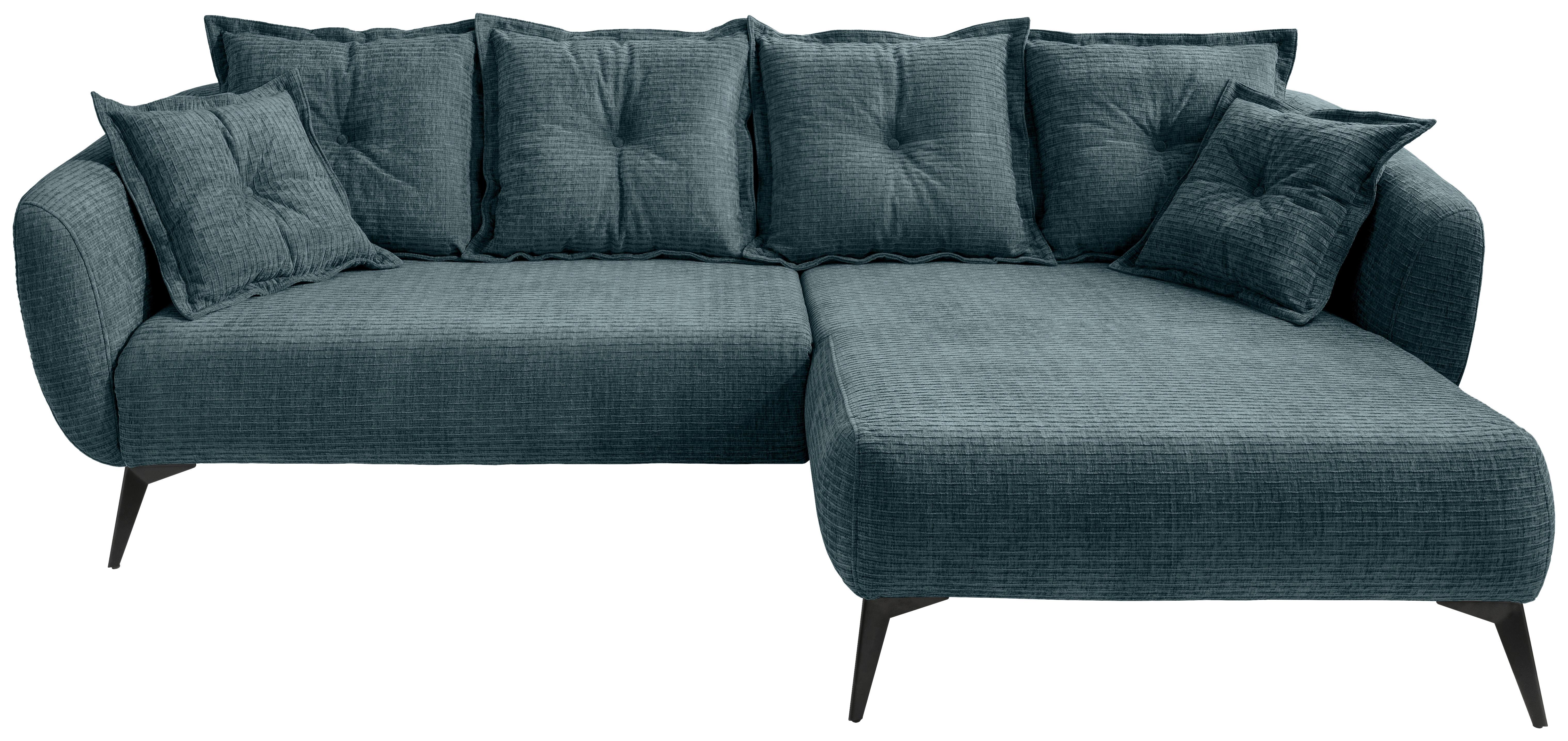 Ecksofa Baggio Blau S: 277x162 cm - Blau/Schwarz, MODERN, Textil (277/162cm) - Livetastic