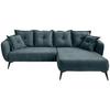 Ecksofa Baggio Blau S: 277x162 cm - Blau/Schwarz, MODERN, Textil (277/162cm) - Livetastic