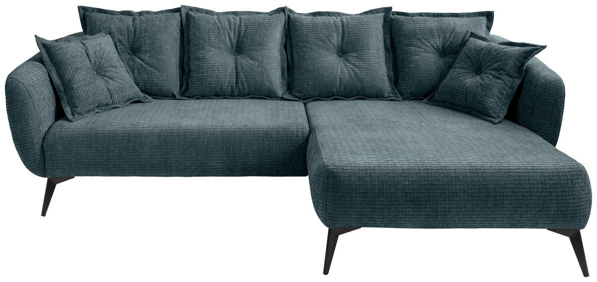 Ecksofa Baggio Blau S: 277x162 cm - Blau/Schwarz, MODERN, Textil (277/162cm) - Livetastic