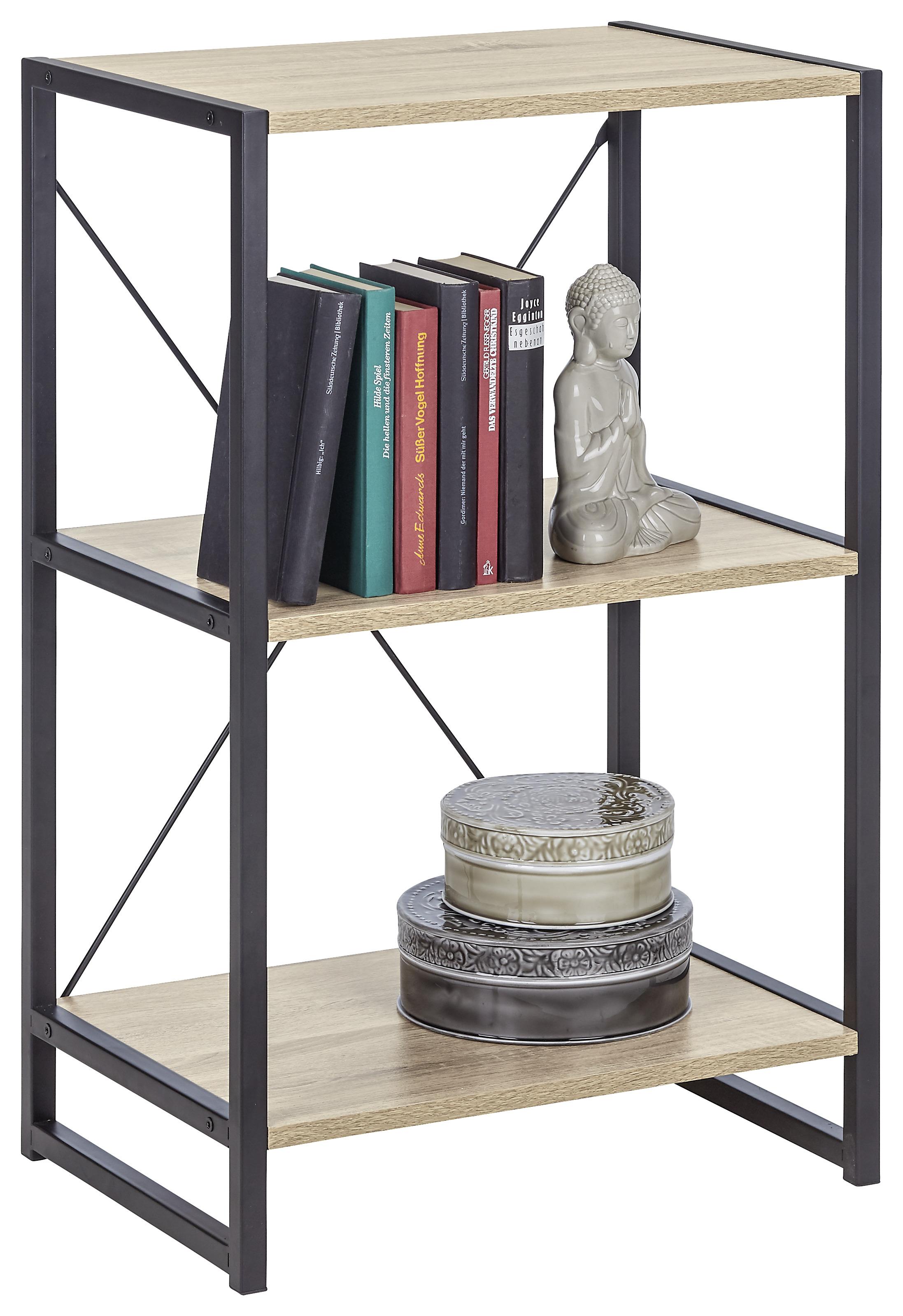 Regál Bono - čierna/dub sonoma, Moderný, kov/kompozitné drevo (50/79,2/35cm) - Modern Living