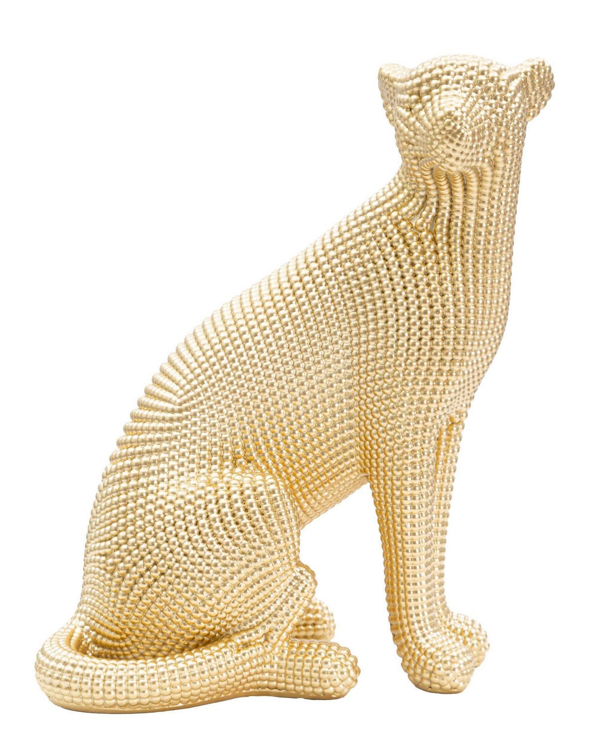 Skulptur Leopard Gold B: 23 Cm - Goldfarben, Basics, Kunststoff (23/29/15.5cm)
