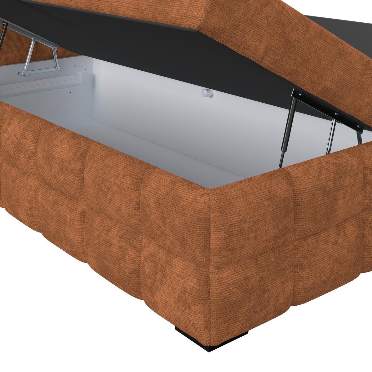 Čalúnená posteľ VEGA 180x200 cm, hrdzavá - čierna/hrdzavá, Trend, drevo/textil (180/200cm)