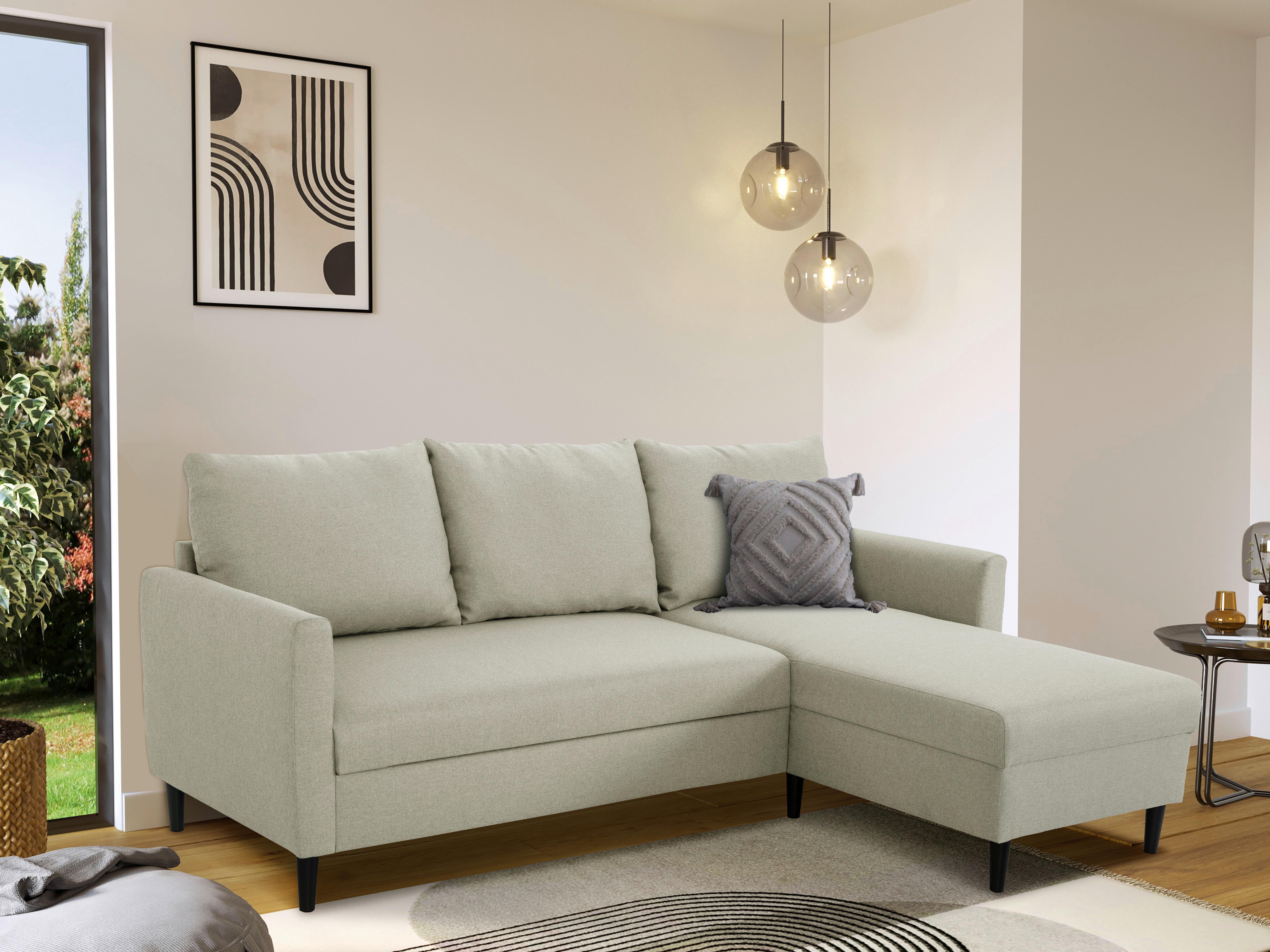 Ecksofa Tweety - Beige/Schwarz, Basics, Textil (192/138cm) - P & B