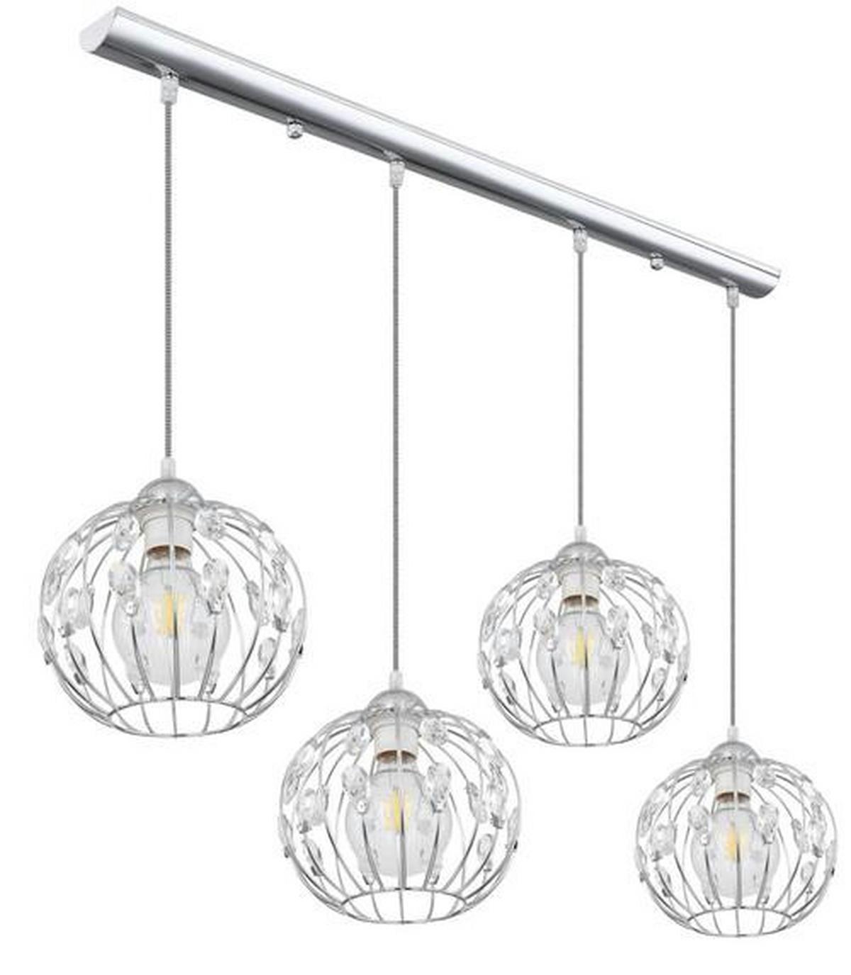 Hängeleuchte Kristall H: 120 cm 4-Flammig - Klar/Chromfarben, Basics, Glas/Metall (80/20/120cm) - Globo