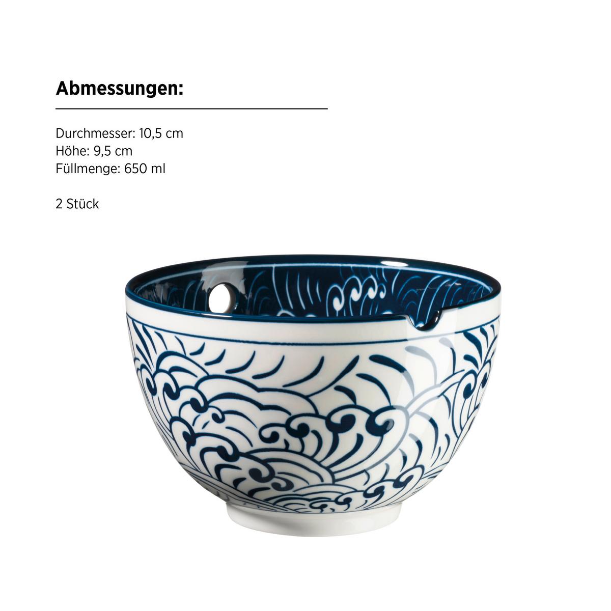 Schüsselset Jurka Blau/weiß, 8-Teilig - Blau/Weiß, Trend, Holz/Keramik - Mäser