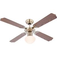 Deckenventilator Lilo - Buchefarben/Messingfarben, Basics, Glas/Holzwerkstoff (106/40,6cm)
