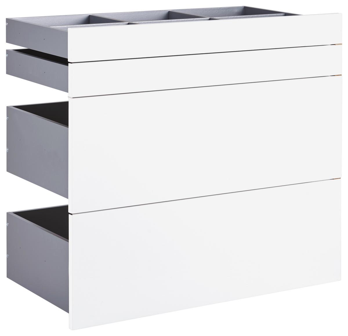 SADA ZÁSUVEK UNIT - vysoce lesklá bílá, Moderní, kompozitní dřevo (91/83/47cm) - Ondega