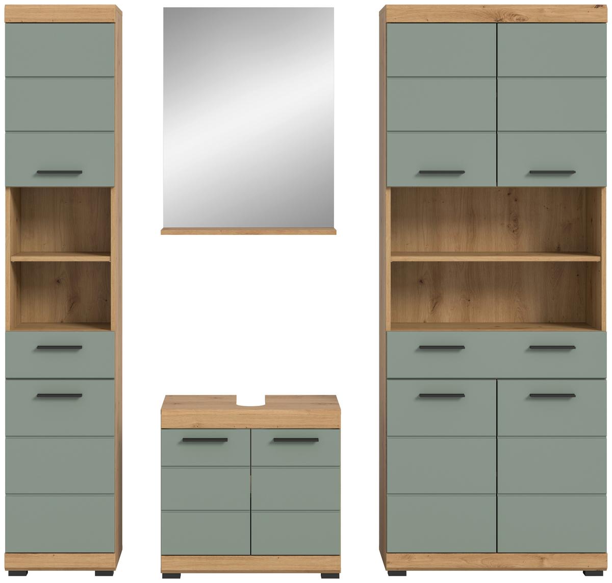 Badezimmer Scout Eiche Artisan Dekor Salbeigrün - Salbeigrün/Schwarz, MODERN, Holzwerkstoff (186/191/34cm) - MID.YOU
