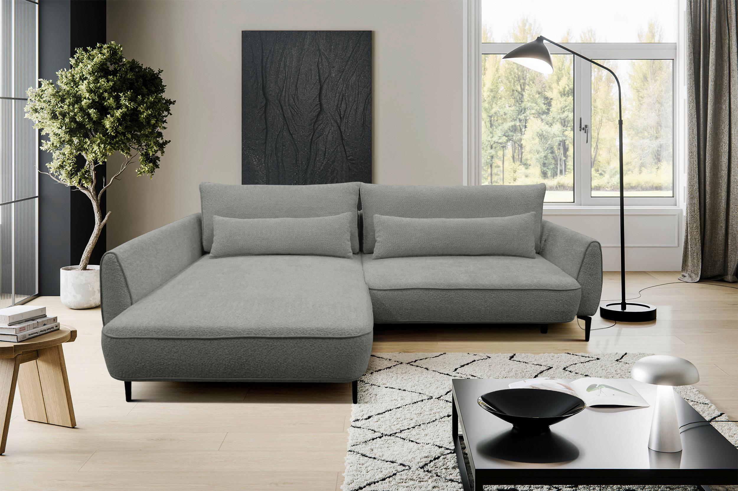 Ecksofa Abriamo Grau 204x273 cm - Creme/Schwarz, Design, Textil (204/273cm) - MID.YOU