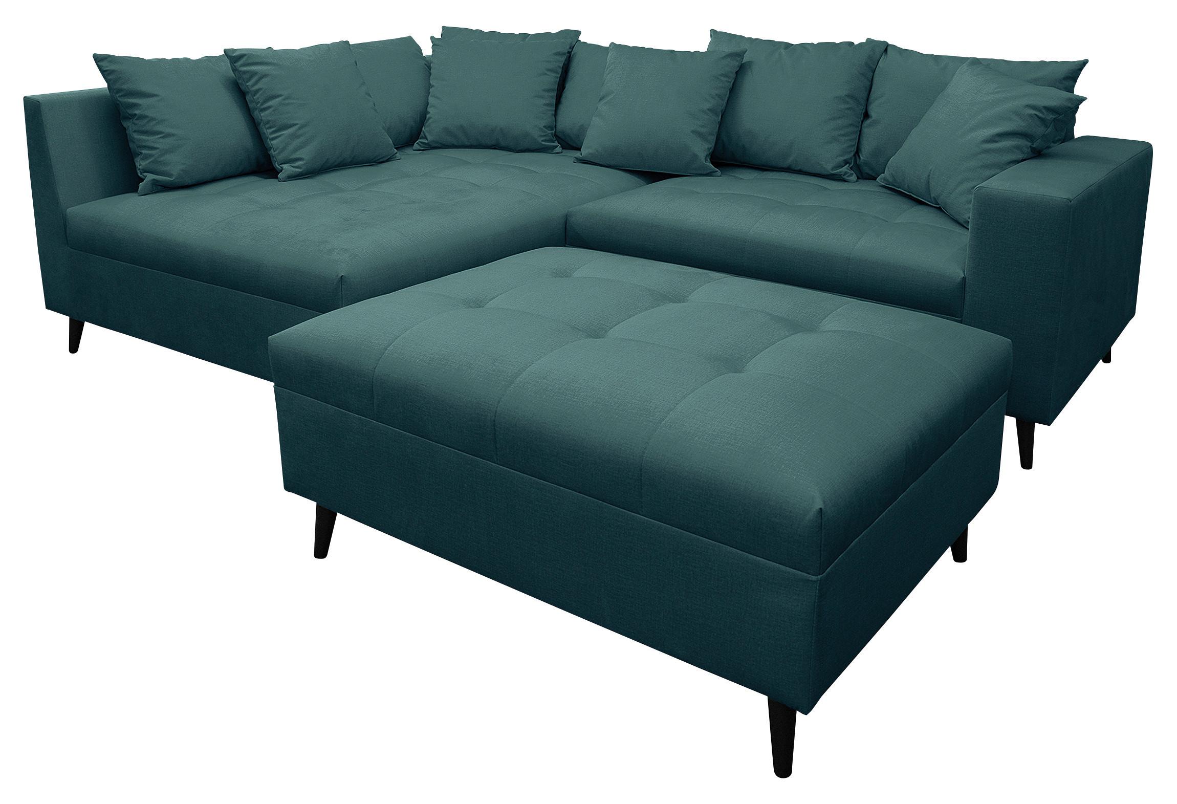 Ecksofa Pruno, Petrol S: 174x274 Cm - Petrol/Schwarz, Design, Textil (174/247cm) - MID.YOU