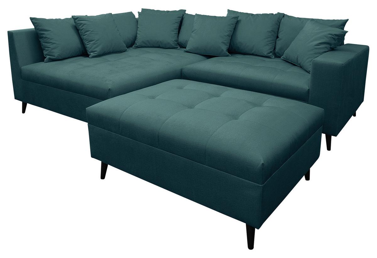 Ecksofa Pruno, Petrol S: 174x274 Cm - Petrol/Schwarz, Design, Textil (174/247cm) - MID.YOU