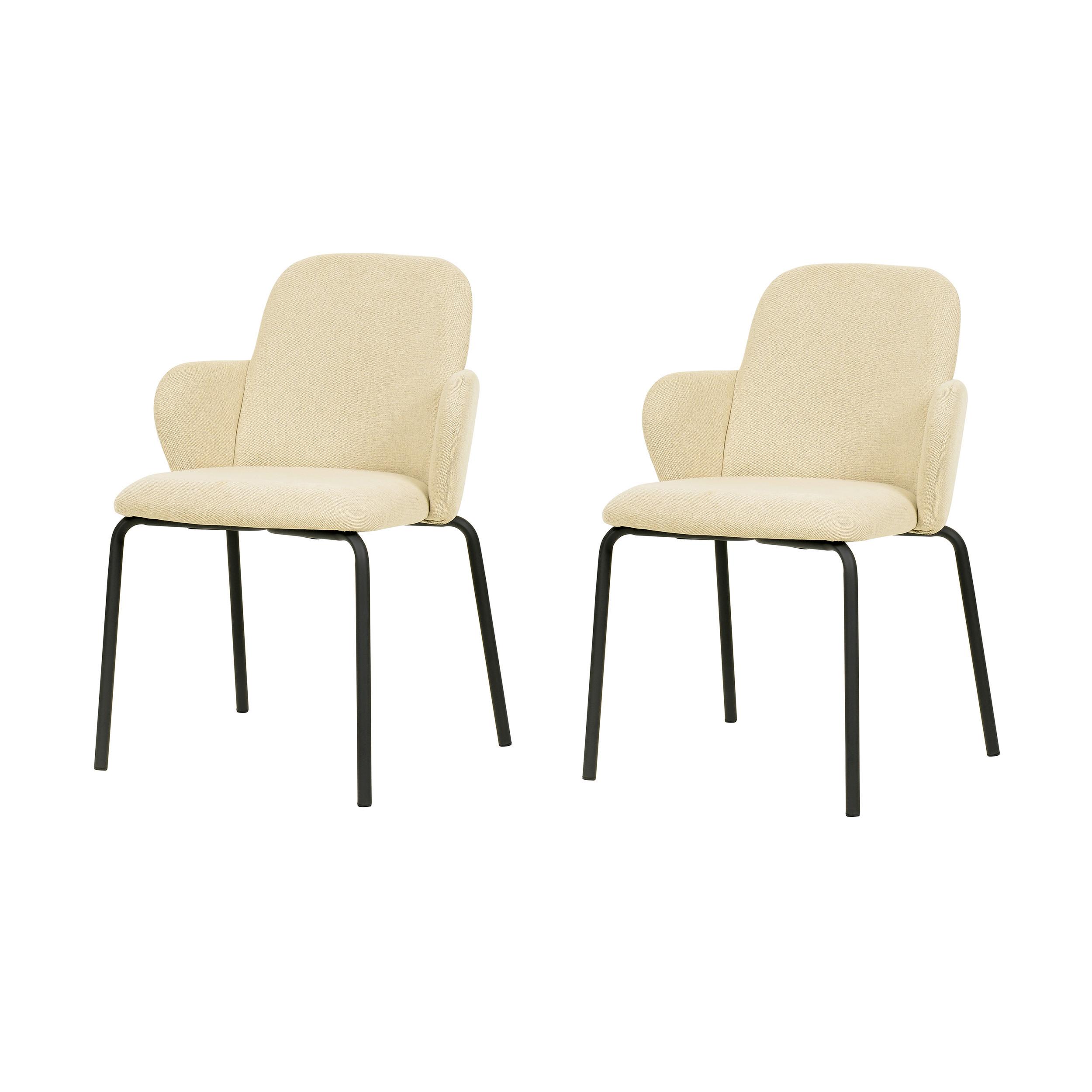 Gartenstuhl-Set 2x Paddy Stapelstuhl mit Bezug - Beige, LIFESTYLE, Holz/Metall (54.5/81/58cm)