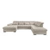 Wohnlandschaft mit Bettkasten Rigatti Beige B: 387 cm - Beige/Schwarz, MODERN, Textil (184/387/252cm) - Livetastic