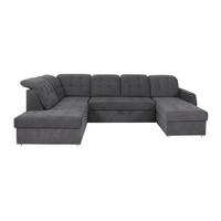 Rohová sedačka ATLAS U, levá, antracitová,úl.prostor,lůžko - barvy chromu/antracitová, Moderní, kov/dřevo (207/306/174cm)