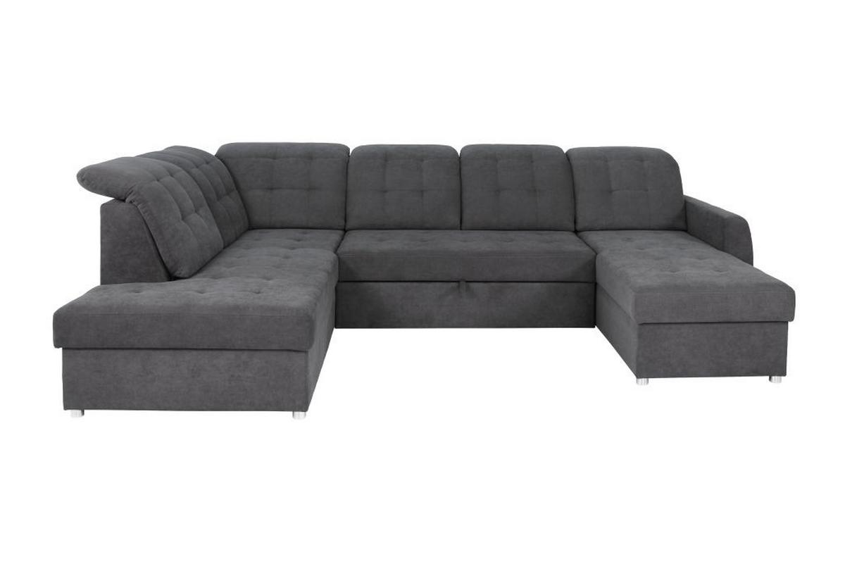 Rohová sedačka ATLAS U, levá, antracitová,úl.prostor,lůžko - barvy chromu/antracitová, Moderní, kov/dřevo (207/306/174cm)