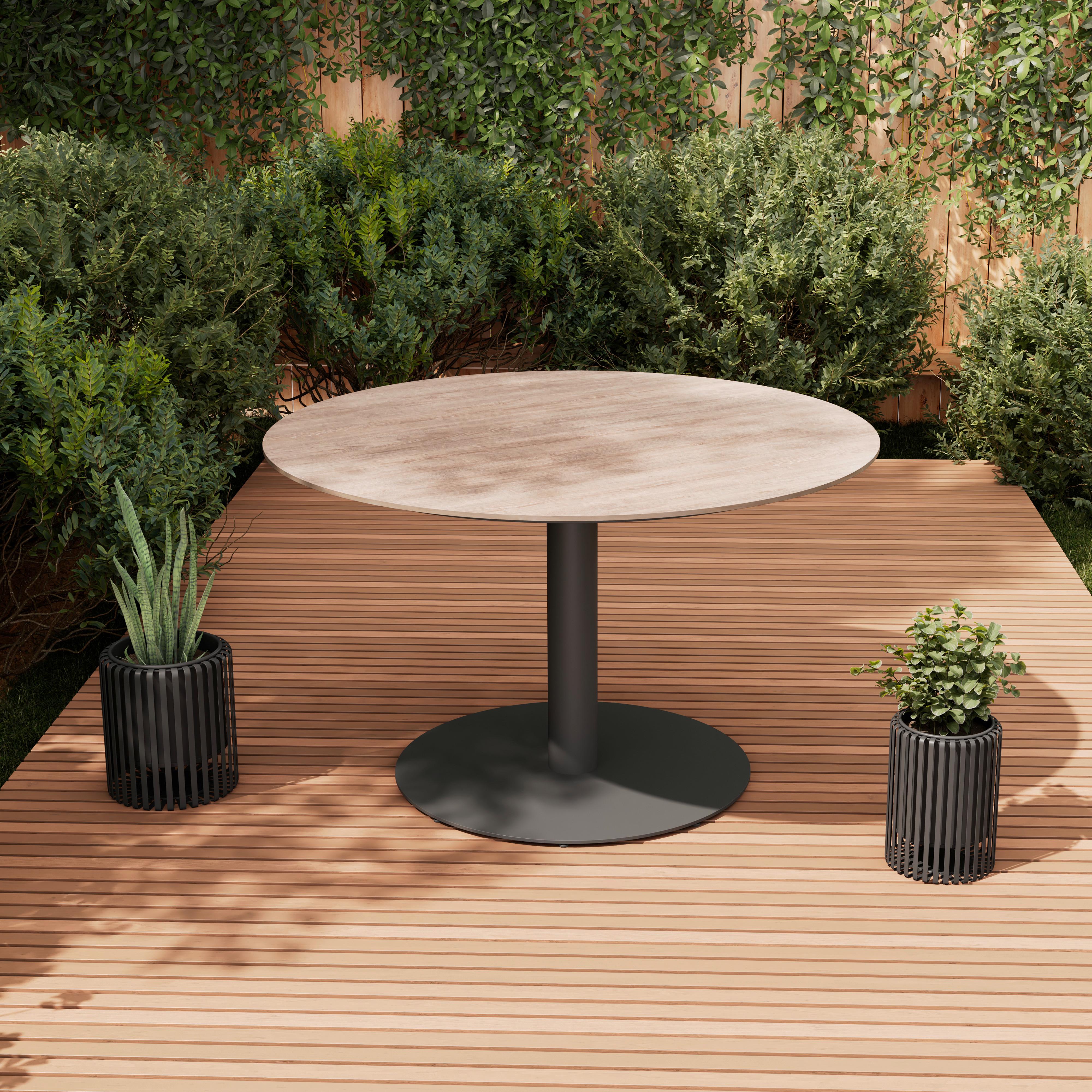 ZÁHRADNÝ STÔL LILLY - prírodná farba/antracitová, Basics, kov/kameň (120/120/73cm)