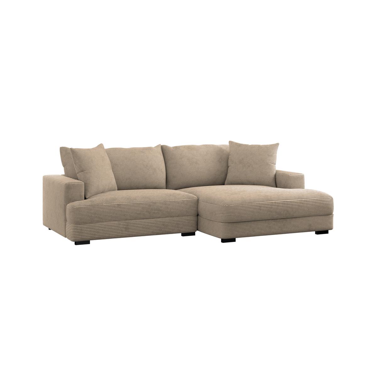 Ecksofa Pelle m. Kissen creme Cord 265x180cm - Creme/Schwarz, MODERN, Textil (265/180cm)