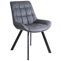 Schalenstuhl Hayo Grau Gepolstert, Lederlook - Schwarz/Grau, KONVENTIONELL, Textil/Metall (56/84/60cm) - Livetastic