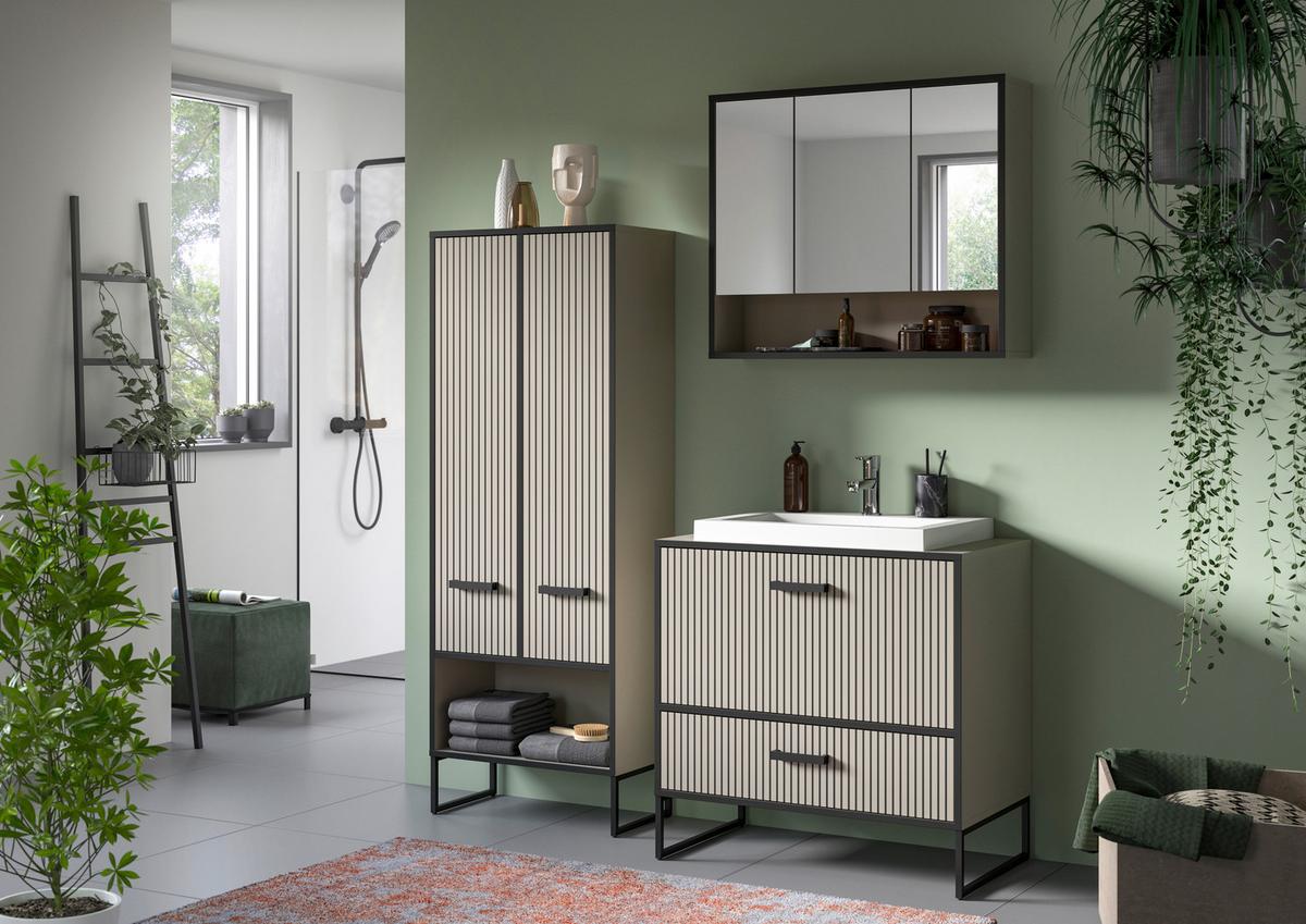 Badezimmer Bagno Schwarz/kaschmir B:139cm - Kaschmir/Schwarz, MODERN, Holzwerkstoff (139cm) - MID.YOU