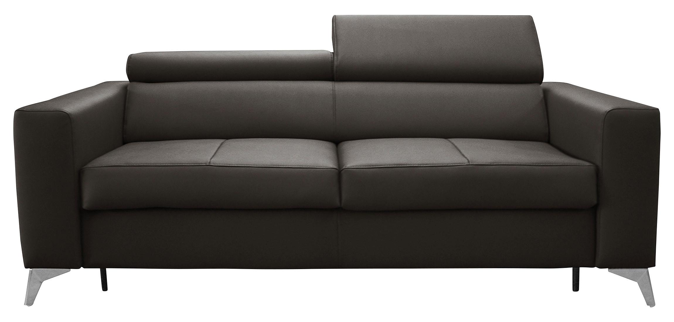Schlafsofa Mondo, Dunkelbraun B: 206 cm - Dunkelbraun/Silberfarben, Design, Leder/Textil (206/95/101cm) - Livetastic