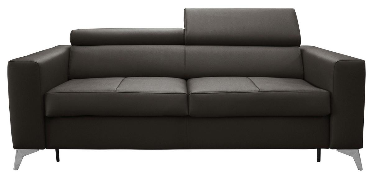 Schlafsofa Mondo, Dunkelbraun B: 206 cm - Dunkelbraun/Silberfarben, Design, Leder/Textil (206/95/101cm) - Livetastic