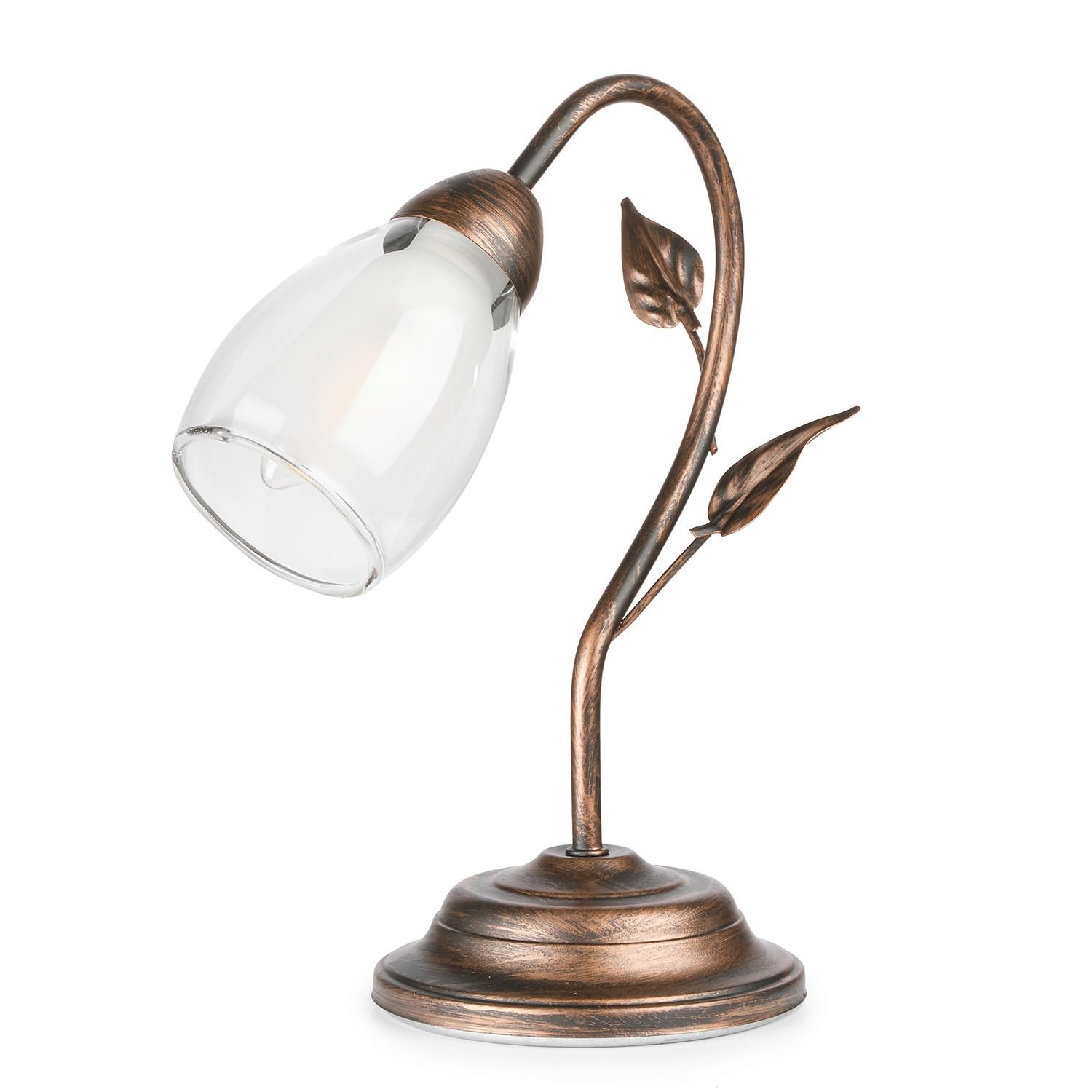 Tischleuchte Rosso Weiß Braun D: 25 cm - Braun/Weiß, KONVENTIONELL, Glas/Kunststoff (25/35cm)
