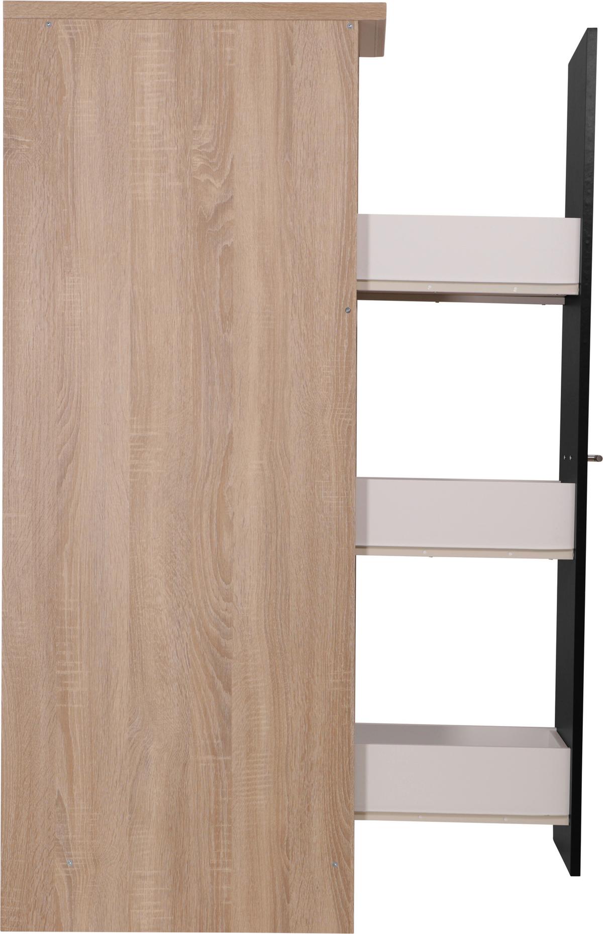 Apothekerschrank Merle Schwarz, Eiche Dekor B: 30cm - Eichefarben/Schwarz, Basics, Holzwerkstoff (30/144,8/60cm) - Respekta
