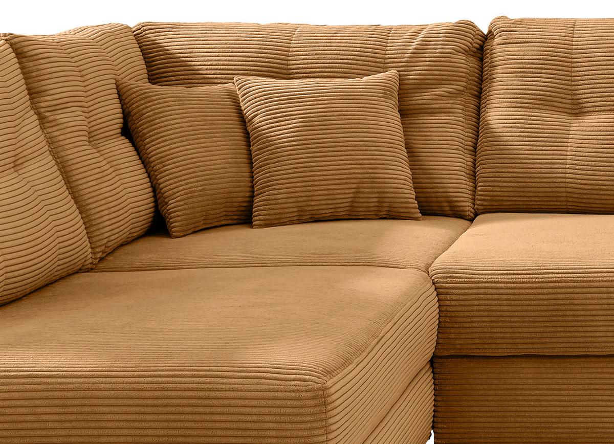 Wohnlandschaft Brizzini mit Schlaffunktion, Goldfarben - Goldfarben/Naturfarben, MODERN, Textil (206/338-352/176cm) - Livetastic