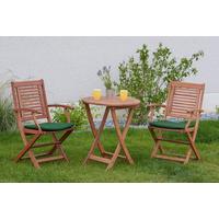 Gartentischgruppe Cordoba 3 tlg. Grün - Eukalyptusholzfarben/Grün, KONVENTIONELL, Holz/Textil - Gardenson
