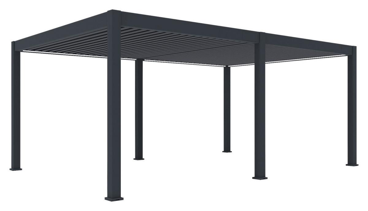 Pergola Deluxe Plus 600x255x 400cm Wetterfest, Elektrisch - Anthrazit, Basics, Metall (600/255/400cm) - Gardenson