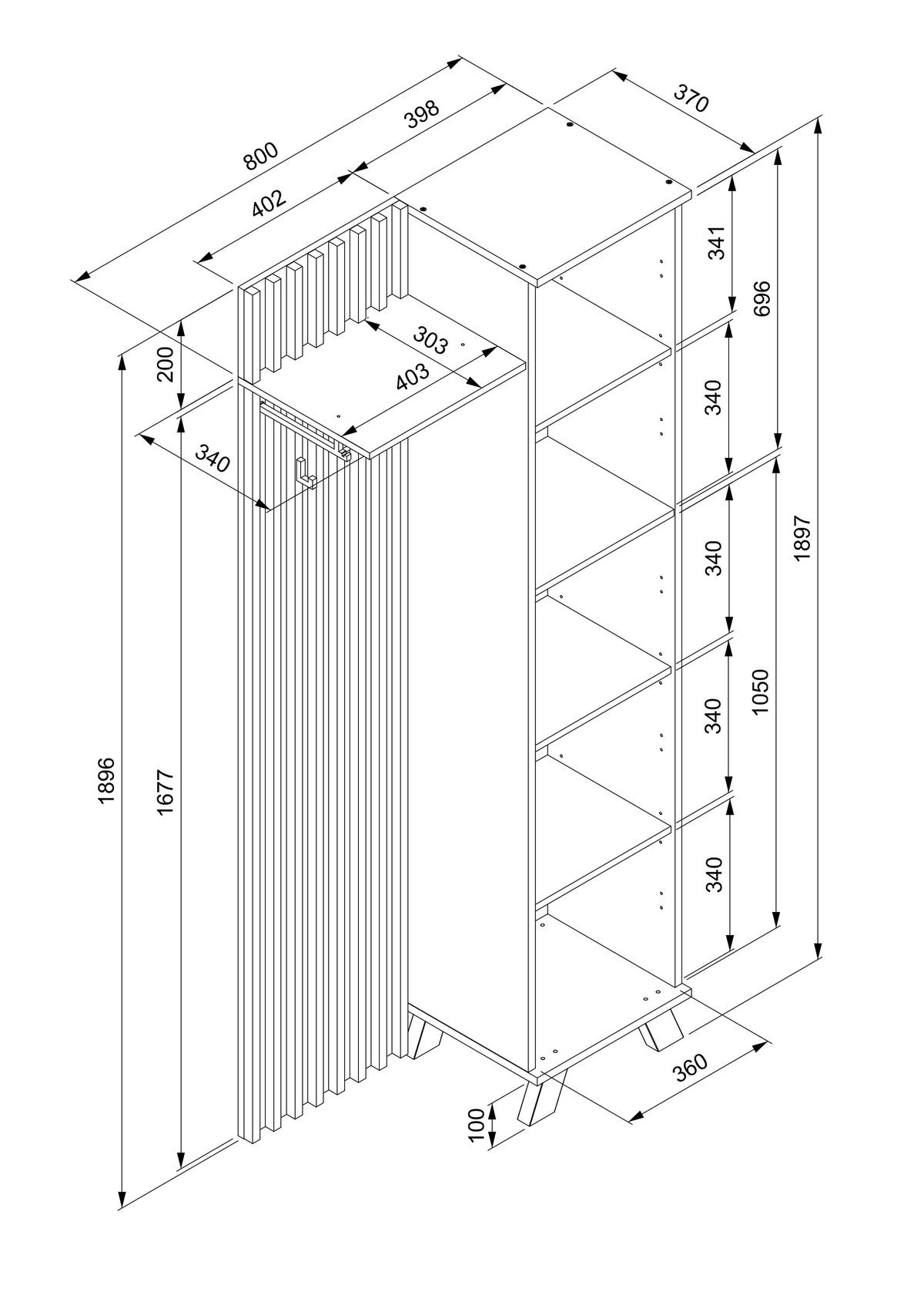 Garderobe Medan Anthrazit B: 80cm - Anthrazit, Design, Holzwerkstoff (80/190/37cm) - MID.YOU