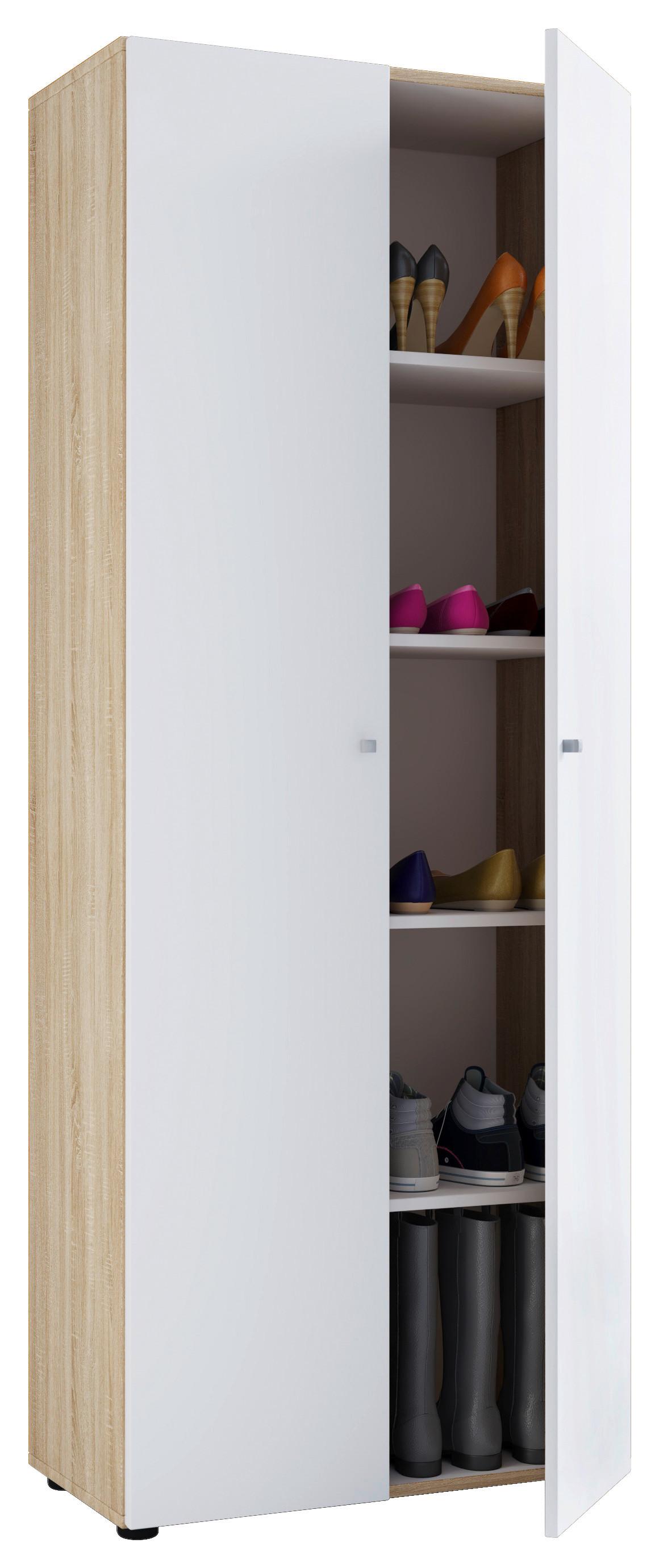 Schuhschrank Vandol Weiß, Eichefarben Dekor B:71cm - Eichefarben/Schwarz, Design, Holzwerkstoff (71/180/39cm) - MID.YOU