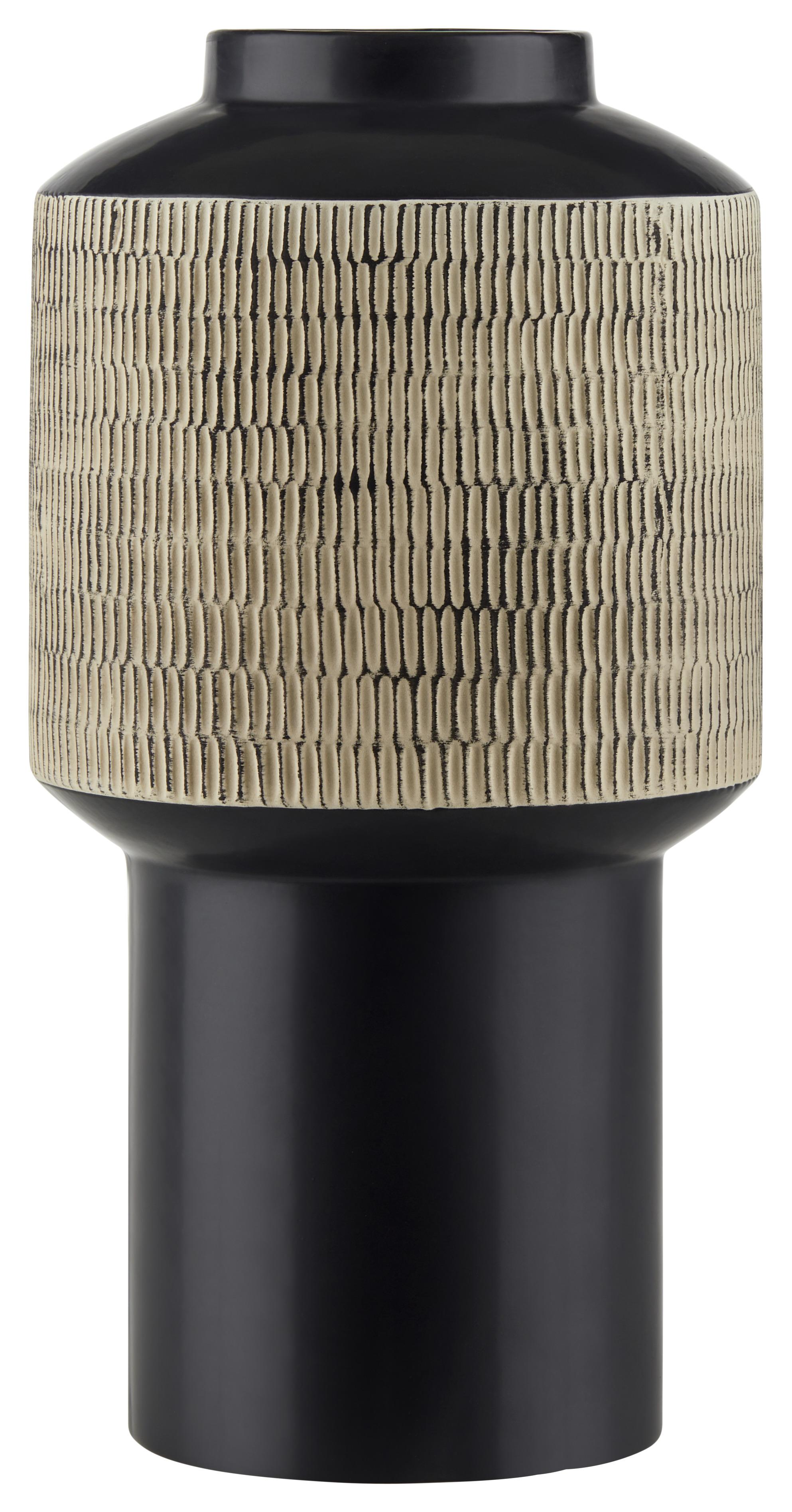 Váza Akari, V: 38cm - černá/pískové barvy, Konvenční, keramika (19,5/38cm) - Based