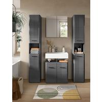 Badezimmer Soft Grau Hg B: 120 cm - Grau Hochglanz/Schwarz, MODERN, Holzwerkstoff (120cm) - MID.YOU