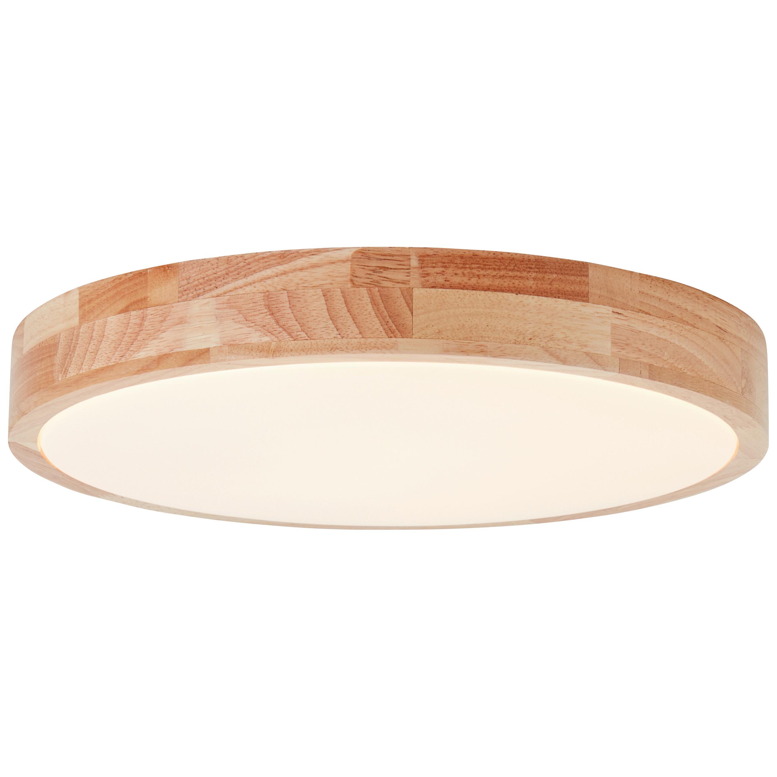 LED-Deckenleuchte Slimline Ø 39 cm aus Holz - Hellbraun/Weiß, Design, Holz/Kunststoff (39/39/8cm) - Brilliant