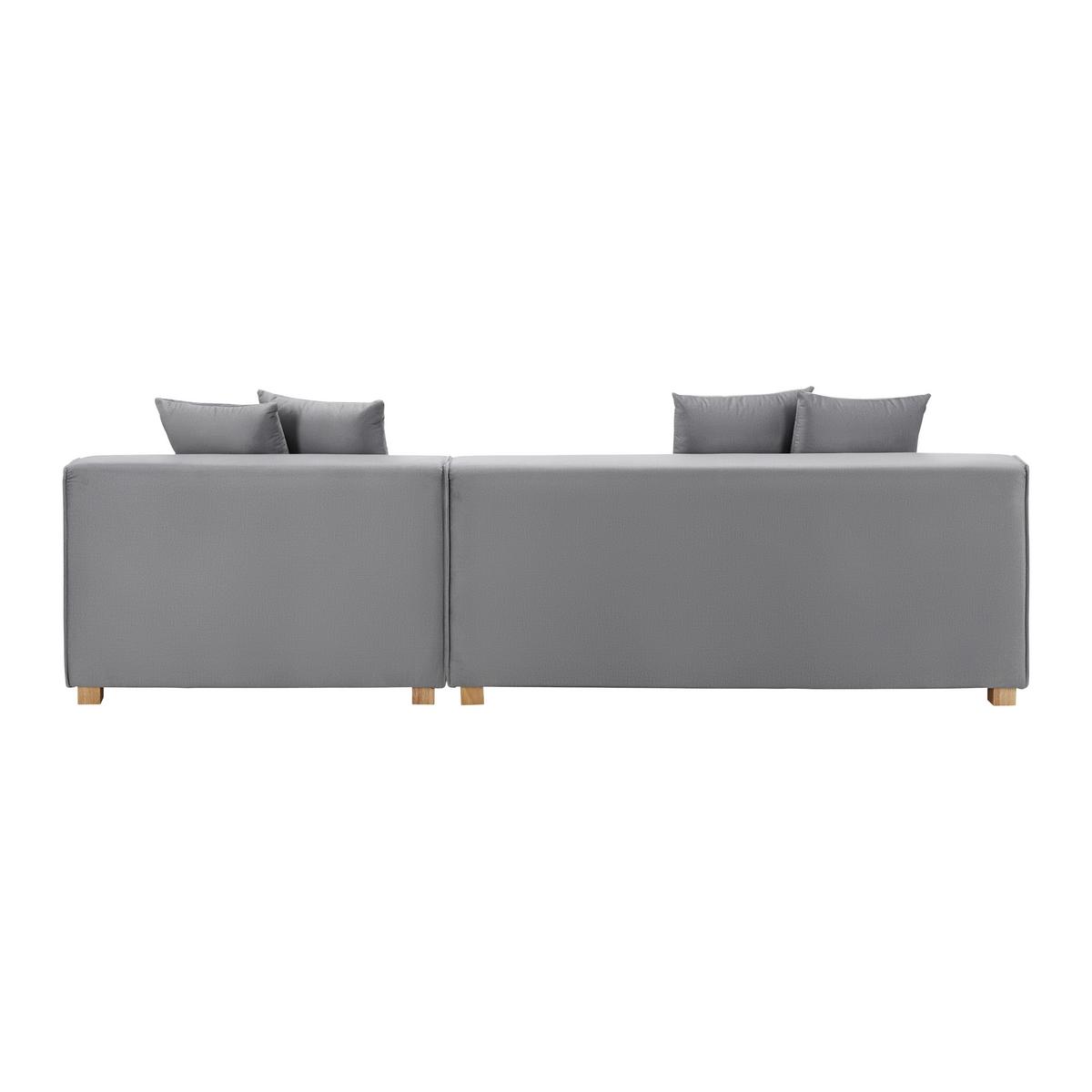 Sedací souprava AVA - světle šedá/přírodní barvy, Moderní, dřevo/textil (251/62/154cm) - Bessagi Home