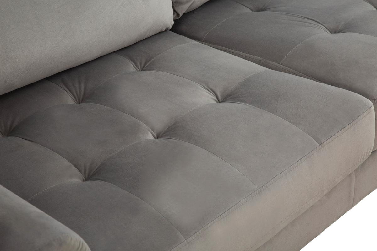 3-Sitzer-Sofa Janina Samt Grau - Schwarz/Grau, MODERN, Textil (211/88/89cm) - P & B