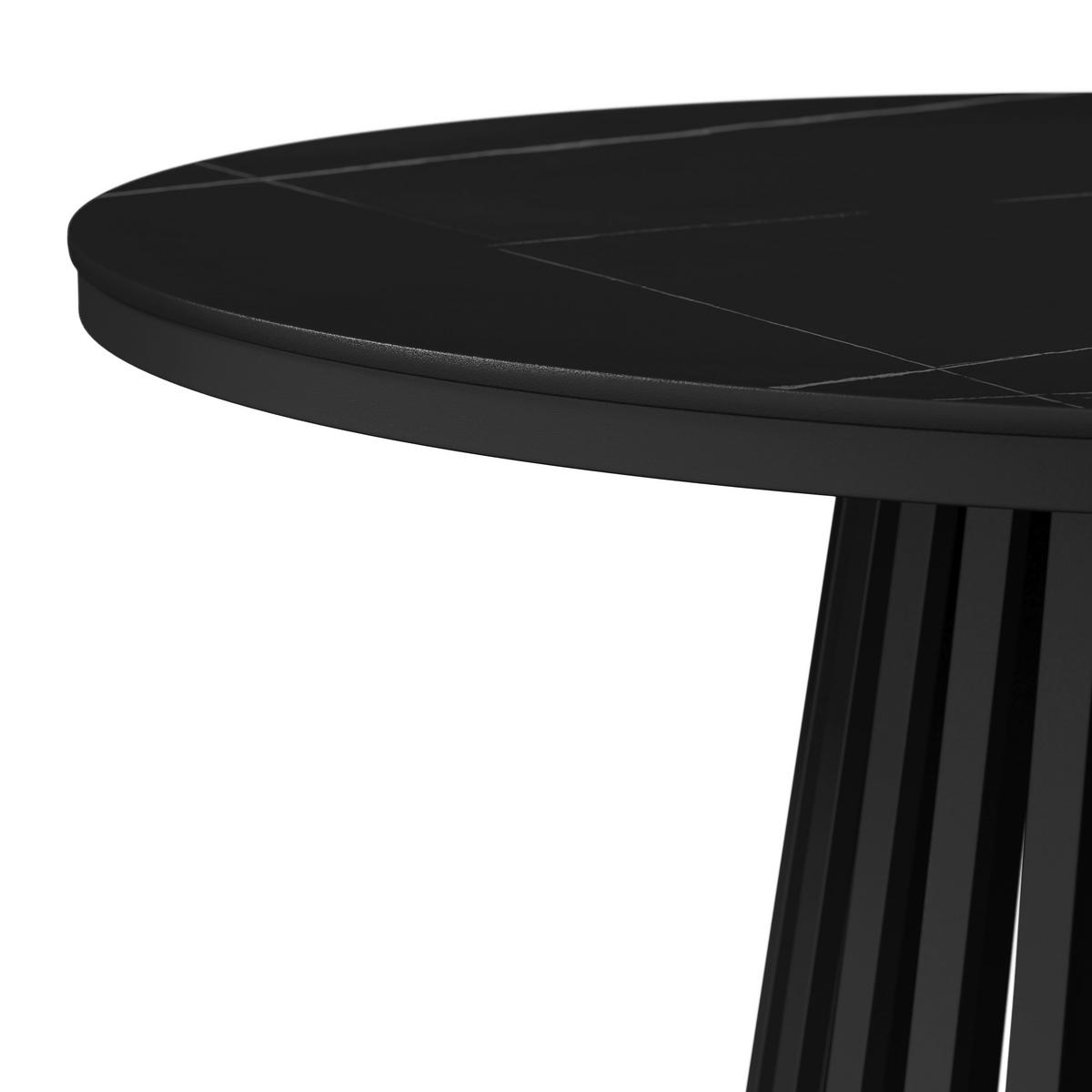 Jedálenský stôl Pela, P: 110 cm - čierna, Modern, kov/kompozitné drevo (110/110/75cm) - Bessagi Home