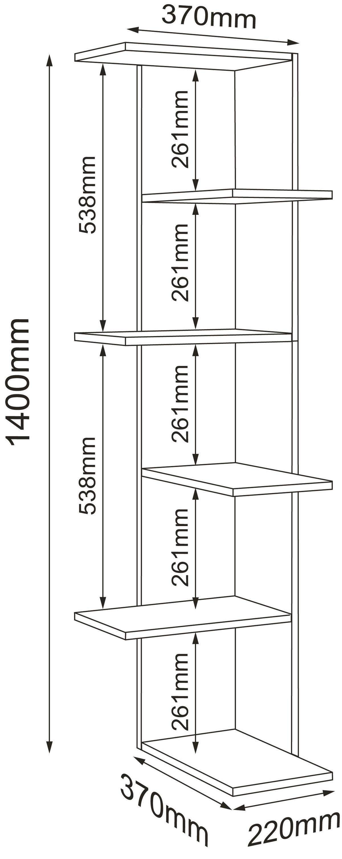 Eckregal Balos Weiß, Eiche Dekor B: 37 cm - Honigeiche/Weiß, LIFESTYLE, Holzwerkstoff (37/140/37cm) - MID.YOU