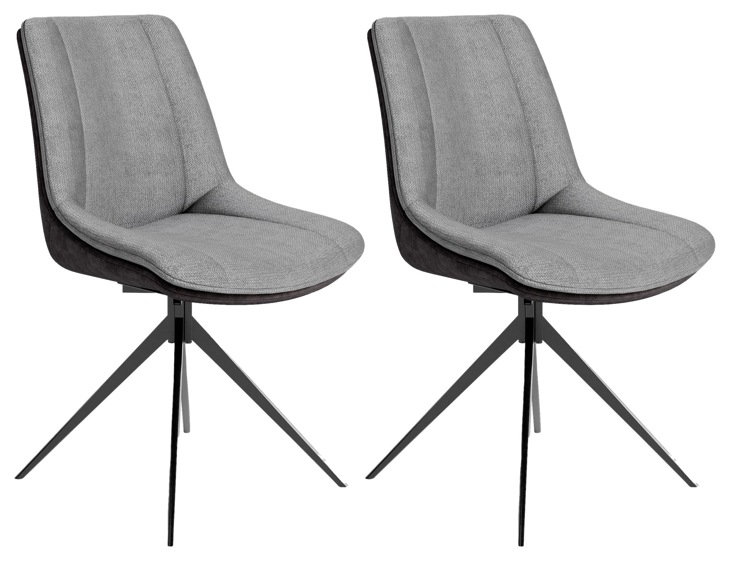 Stuhl-Set Phoenix - Hellgrau/Schwarz, MODERN, Textil/Metall (50/88/62cm) - MID.YOU