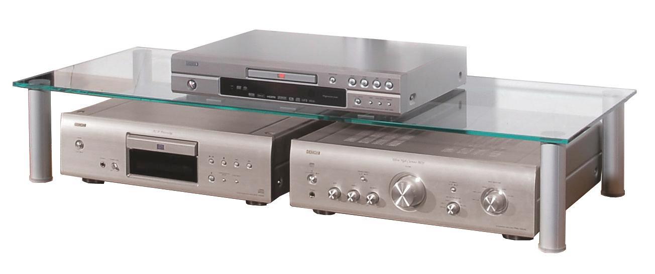 TV-Aufsatz Felino Mini B: 105 cm - Klar/Silberfarben, KONVENTIONELL, Glas/Metall (105/19/42cm)