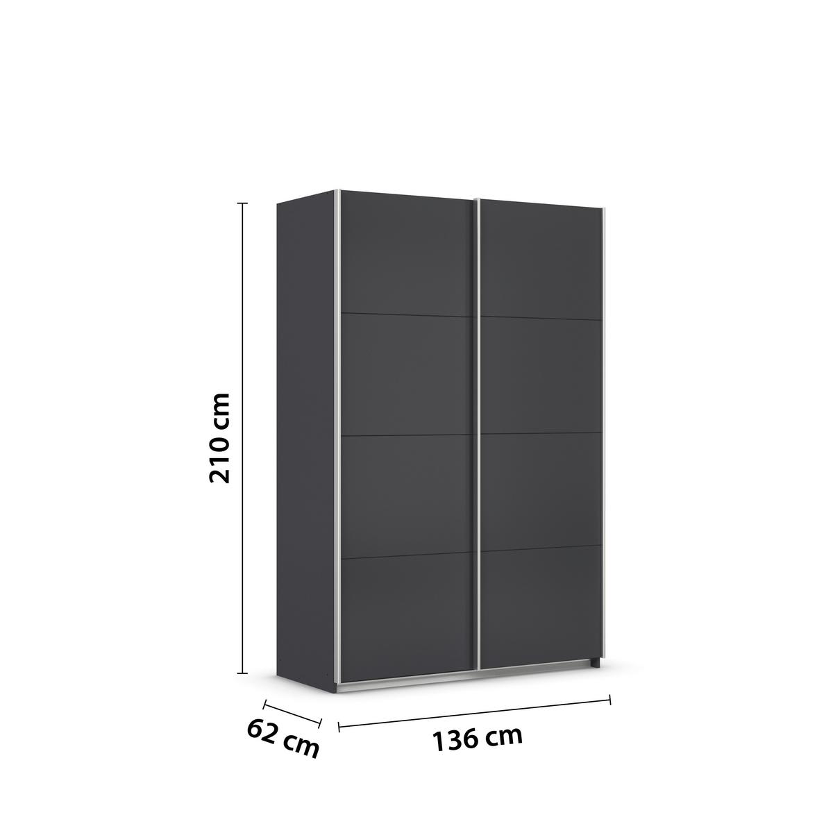 Tolóajtós Szekrény Feldkirch 136/210 Cm - antracit, Modern, faalapú anyag (136/210/62cm)