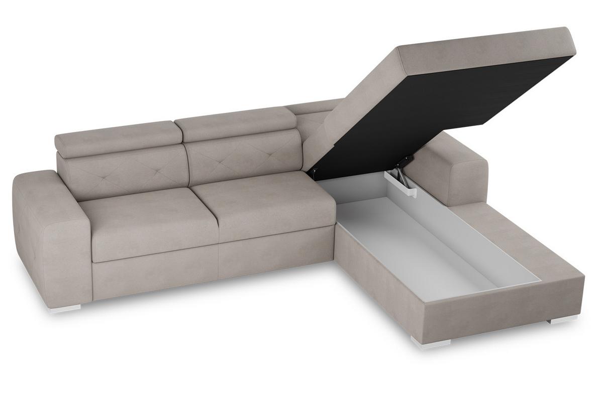 Ecksofa mit Schlaffunktion Madison Cremefarben 296x195 cm - Silberfarben/Creme, Design, Textil (296/195cm) - MID.YOU