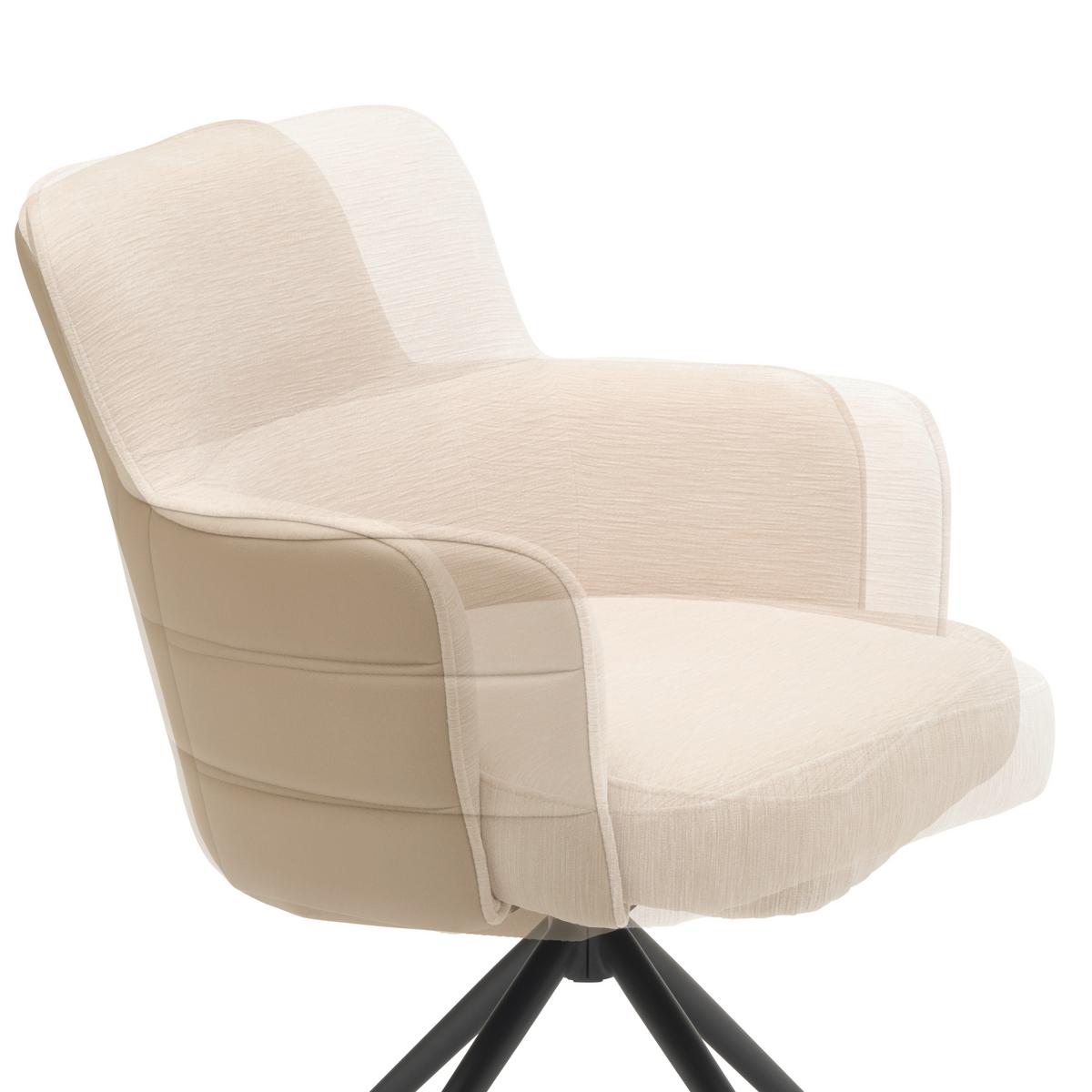 Armlehnstuhl Mia Webstoff Beige, B: 58 cm - Beige/Schwarz, KONVENTIONELL, Textil/Metall (58/82/64cm) - MID.YOU