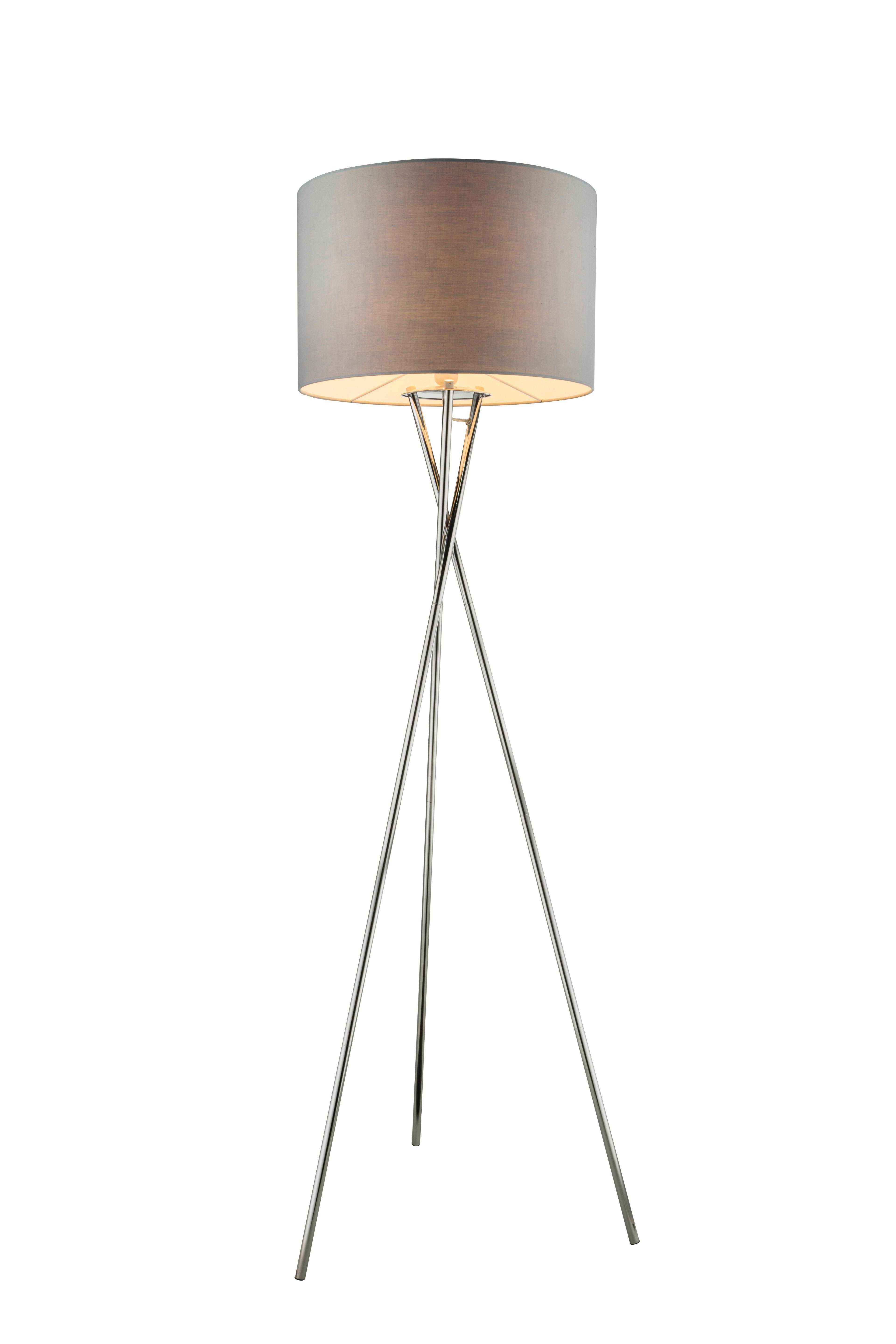 Stehleuchte 24687 - Chromfarben/Grau, KONVENTIONELL, Textil/Metall (62/160cm) - Globo