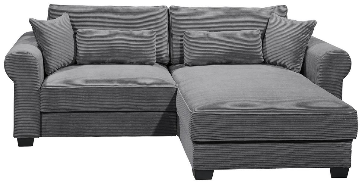 Rohová sedačka ANGELINA šedá - černá/antracitová, Basics, textil/plast (255/92/185cm) - MID.YOU