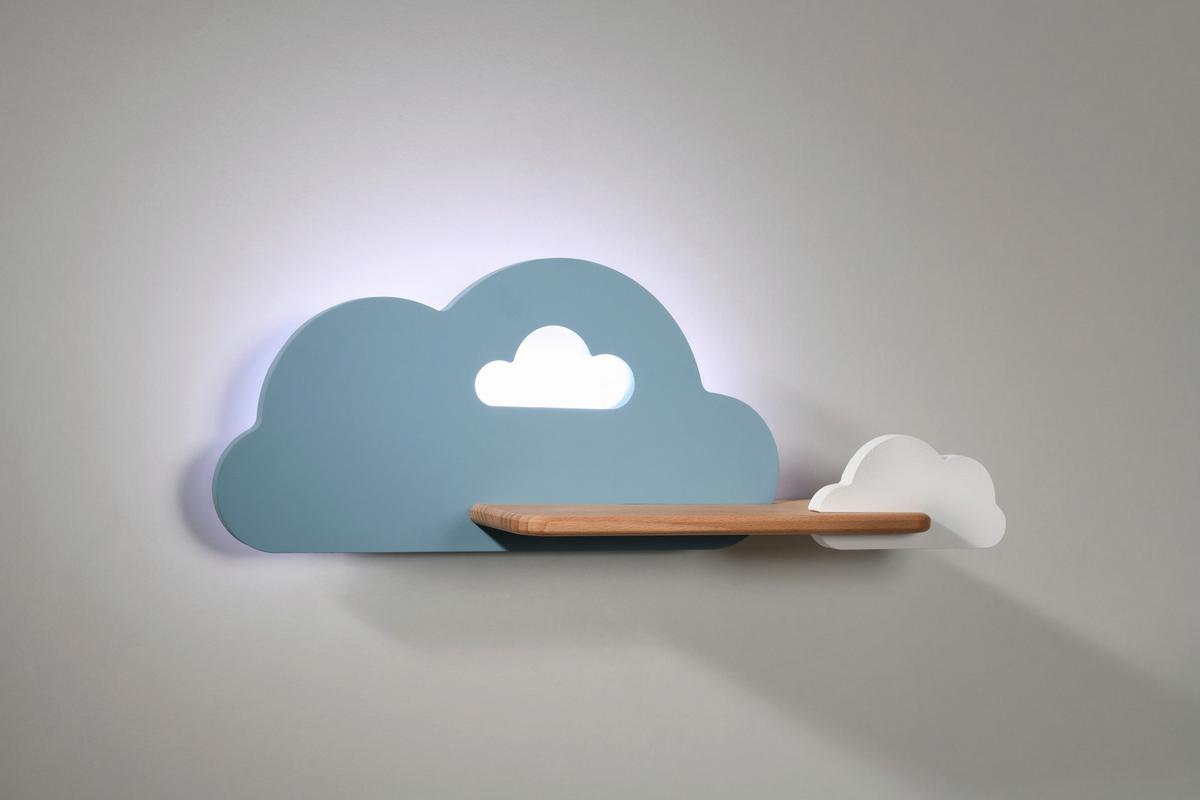 Kinderwandleuchte 21-33567 Cloud - Weiß/Hellblau, Basics, Holz/Holzwerkstoff (53/12/18.5cm)