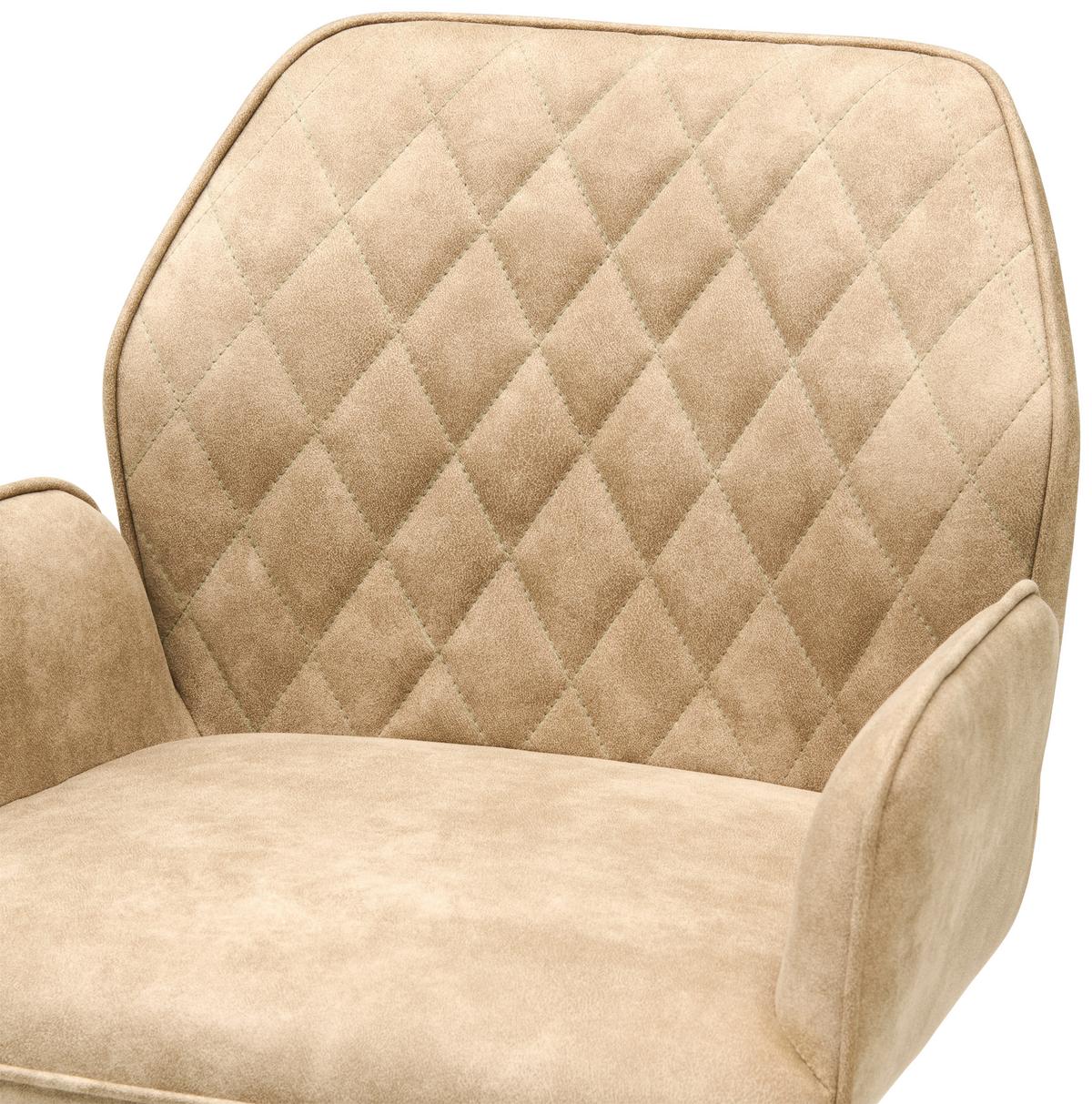 Barhocker Höhenverstellbar Mit Lehne Wanda Webstoff Beige - Beige/Schwarz, KONVENTIONELL, Textil/Metall (51/90-111/52cm) - MID.YOU